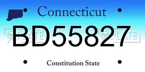 BD55827 Connecticut License Plate