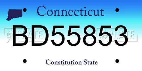 BD55853 Connecticut License Plate