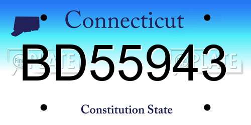 BD55943 Connecticut License Plate