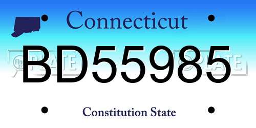 BD55985 Connecticut License Plate