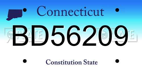 BD56209 Connecticut License Plate