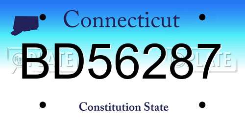 BD56287 Connecticut License Plate