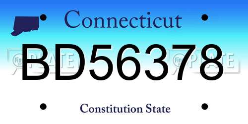 BD56378 Connecticut License Plate