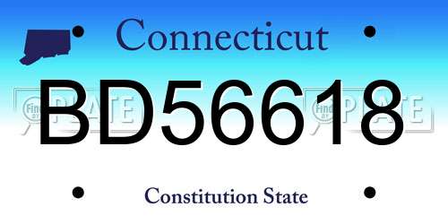 BD56618 Connecticut License Plate
