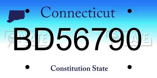 BD56790 Connecticut License Plate