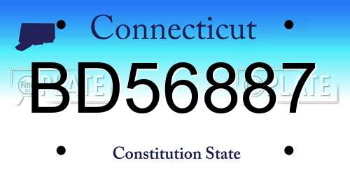 BD56887 Connecticut License Plate