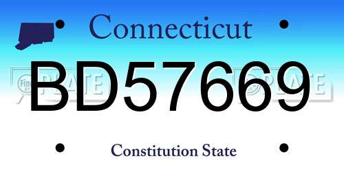 BD57669 Connecticut License Plate