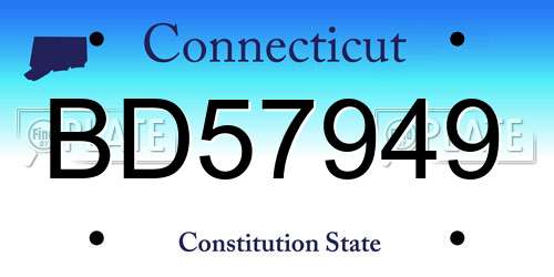 BD57949 Connecticut License Plate