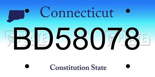BD58078 Connecticut License Plate