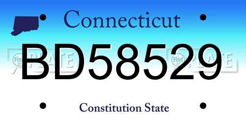 BD58529 Connecticut License Plate