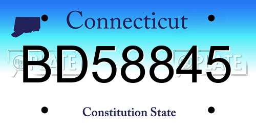 BD58845 Connecticut License Plate