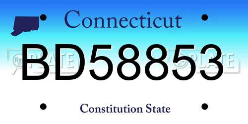 BD58853 Connecticut License Plate