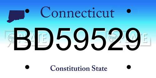BD59529 Connecticut License Plate