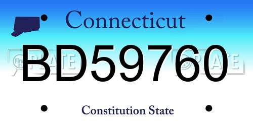 BD59760 Connecticut License Plate