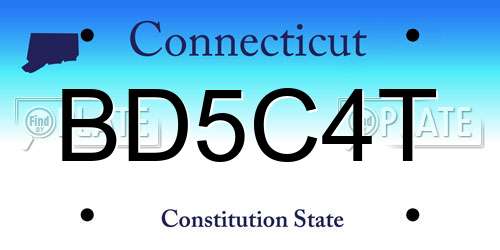 BD5C4T Connecticut License Plate