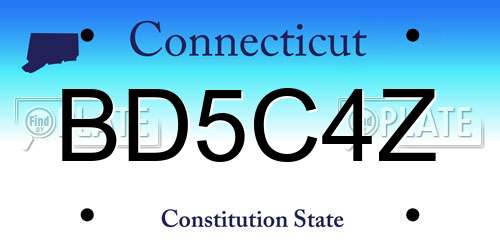 BD5C4Z Connecticut License Plate