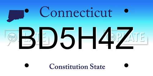 BD5H4Z Connecticut License Plate