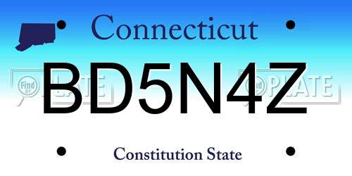 BD5N4Z Connecticut License Plate