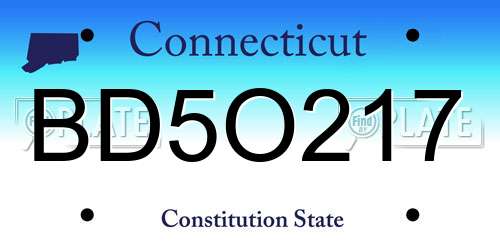 BD5O217 Connecticut License Plate
