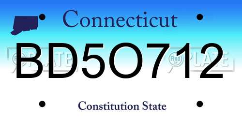 BD5O712 Connecticut License Plate