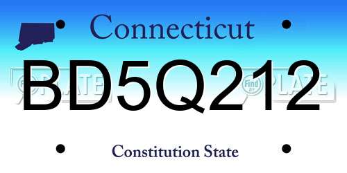 BD5Q212 Connecticut License Plate