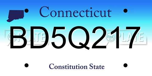 BD5Q217 Connecticut License Plate