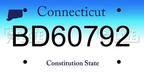 BD60792 Connecticut License Plate