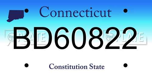 BD60822 Connecticut License Plate