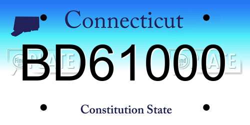BD61000 Connecticut License Plate