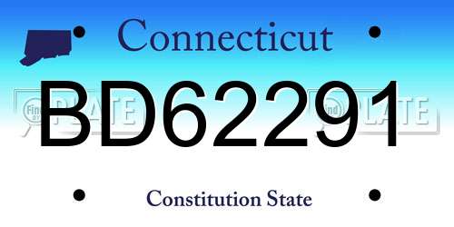 BD62291 Connecticut License Plate