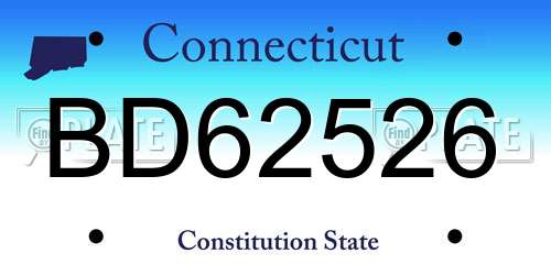 BD62526 Connecticut License Plate