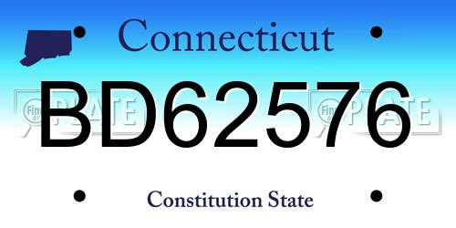 BD62576 Connecticut License Plate