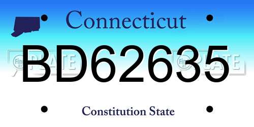 BD62635 Connecticut License Plate
