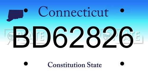 BD62826 Connecticut License Plate