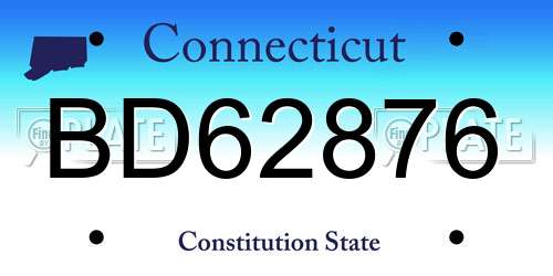 BD62876 Connecticut License Plate
