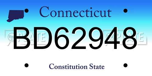 BD62948 Connecticut License Plate