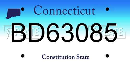 BD63085 Connecticut License Plate