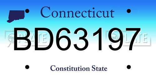 BD63197 Connecticut License Plate