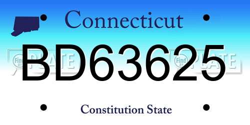 BD63625 Connecticut License Plate