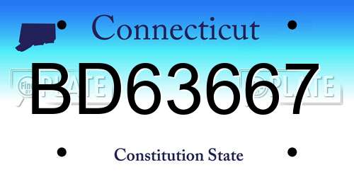 BD63667 Connecticut License Plate