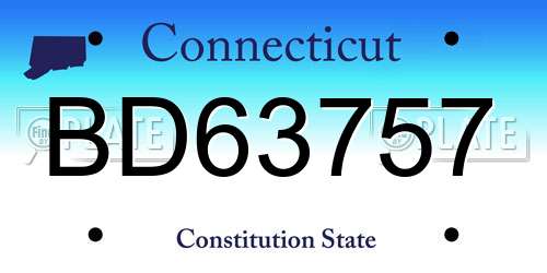 BD63757 Connecticut License Plate