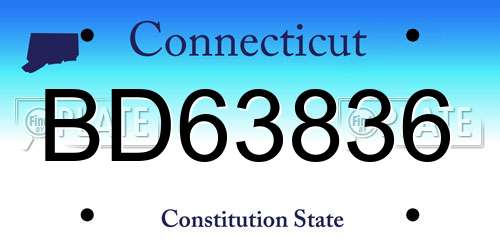 BD63836 Connecticut License Plate