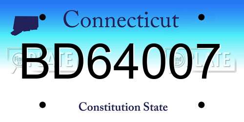 BD64007 Connecticut License Plate