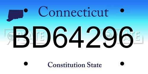 BD64296 Connecticut License Plate