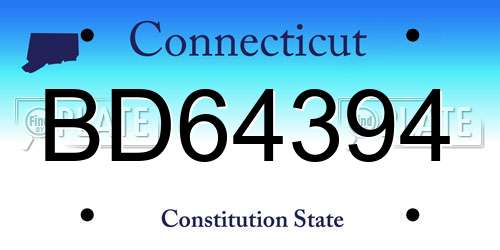 BD64394 Connecticut License Plate