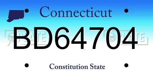 BD64704 Connecticut License Plate