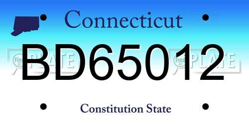 BD65012 Connecticut License Plate