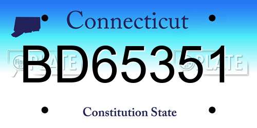 BD65351 Connecticut License Plate