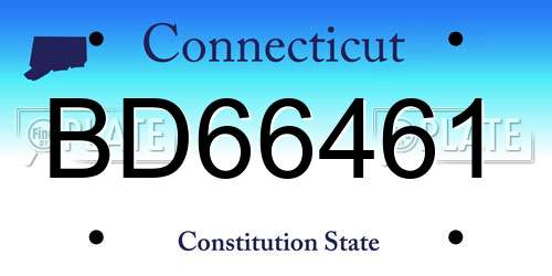 BD66461 Connecticut License Plate