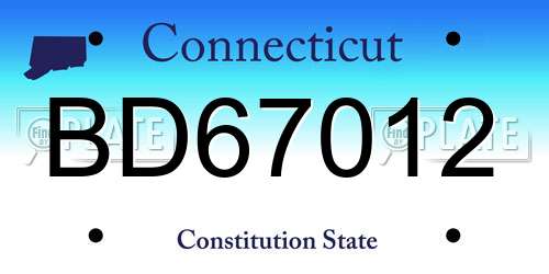 BD67012 Connecticut License Plate